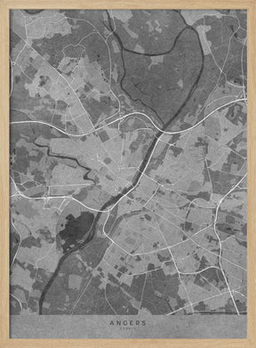 Gray vintage map of Angers France Poster