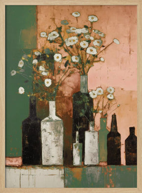 Bottles And Flowers Poster