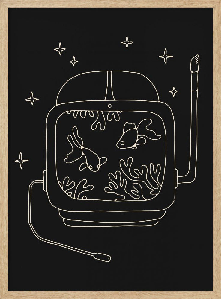 Astronaut and Fishes Poster