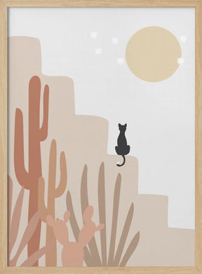 Cat with Cactus Poster