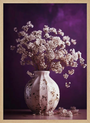 Dry Flowers On Purple Background Poster