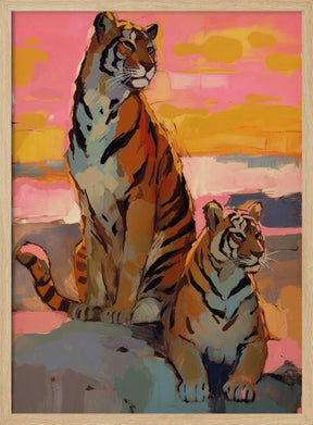 Tigers At Sunset Poster