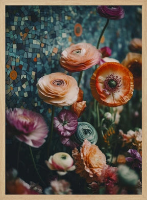 Flowers And Mosaic Poster