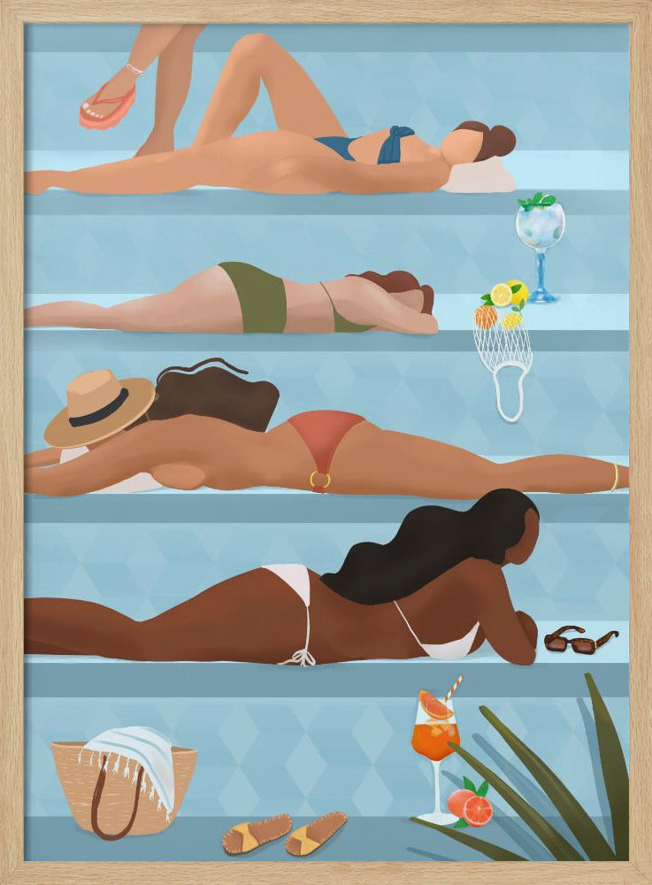 Ladies by the pool Poster