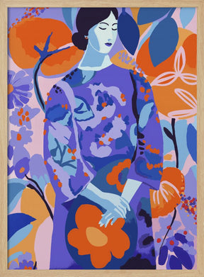 Woman In Flower Garden Poster