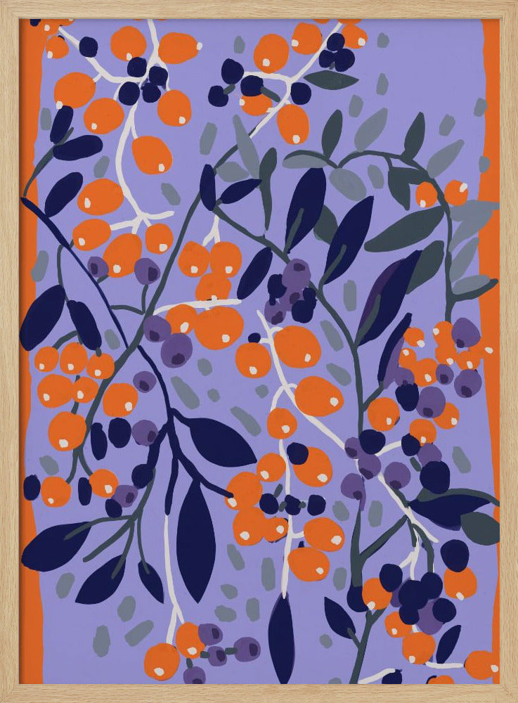 Blue And Orange Berries Poster