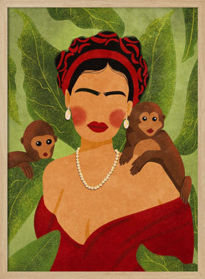 Frida and Monkeys Poster