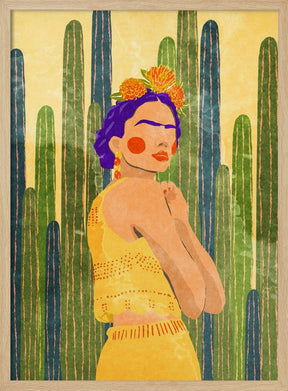 Frida and cacti Poster