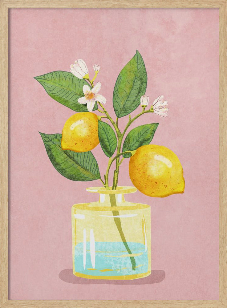 Lemon Bunch In Vase Poster