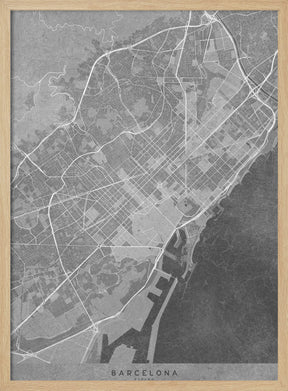 Map of Barcelona (Spain) in gray vintage style Poster