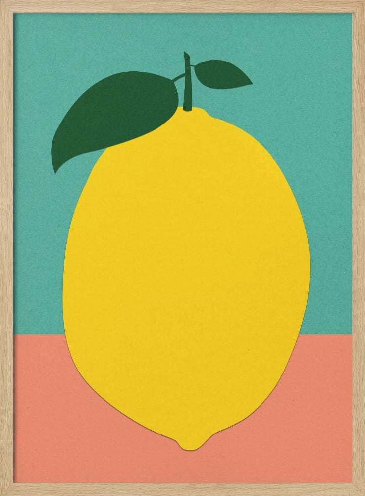 Lemon With Two Leaves Poster