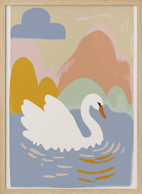 Swan In Lake Poster