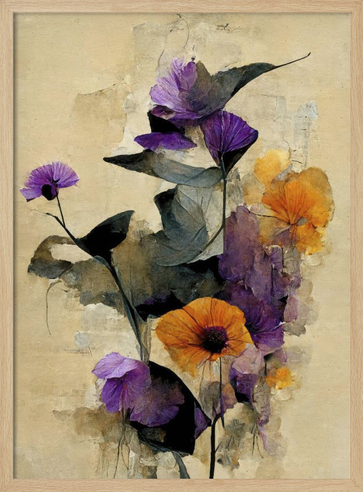 Purple Dry Flowers Poster