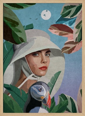 Puffin and Woman Poster