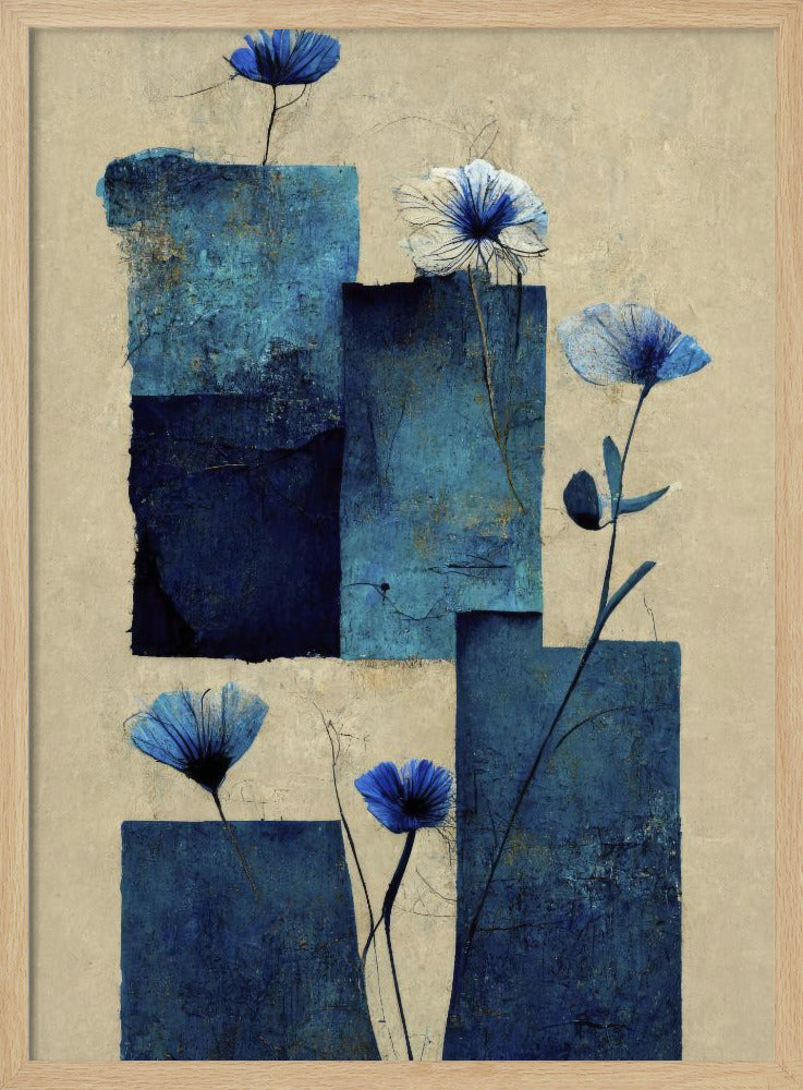 Blocks And Flowers Poster