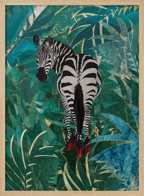 Zebra wearing heels in the jungle Poster