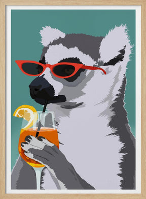 Jugdy Lemur with Drink Poster