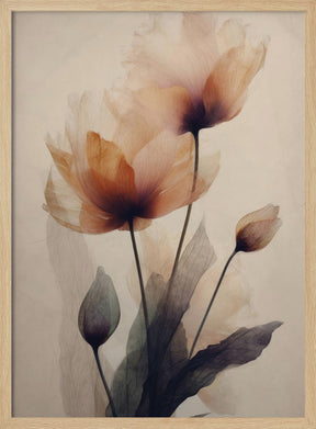 Parchment Flowers No 3 Poster