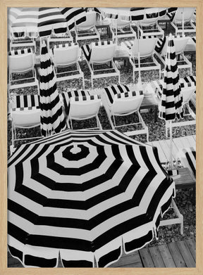 Black and White Beach Umbrellas Poster