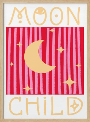 Pink and Red Moon Child Poster