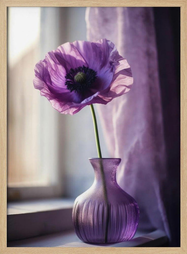 Purple Poppy In Vase Poster