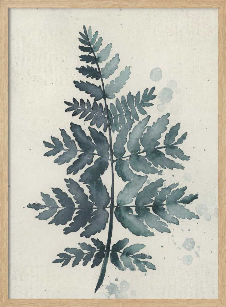 Teal watercolor fern 1 Poster