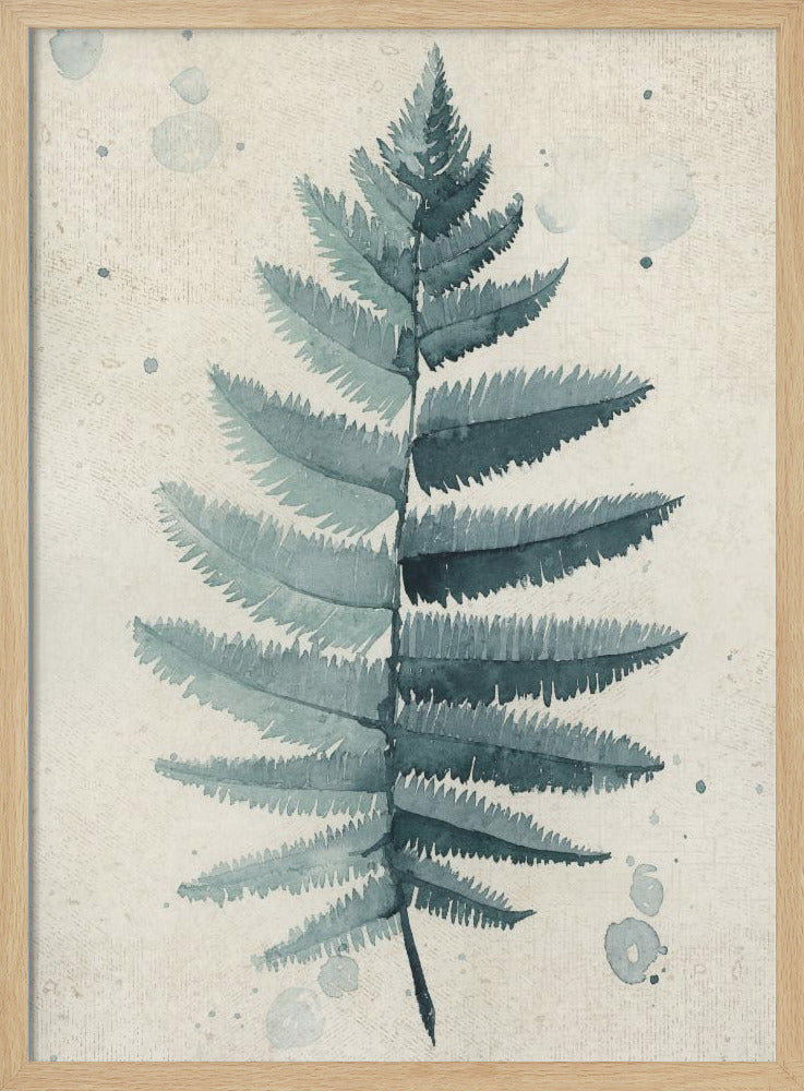 Teal watercolor fern 6 Poster