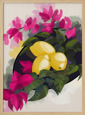 Bougainvillea and lemons Poster