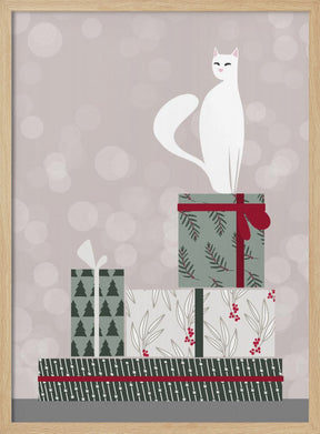 Retro cat and gifts Poster