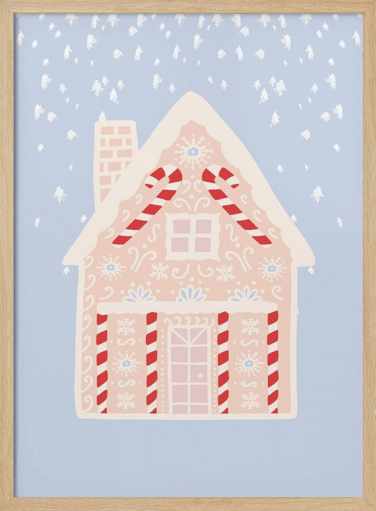 Blue Gingerbread House Poster