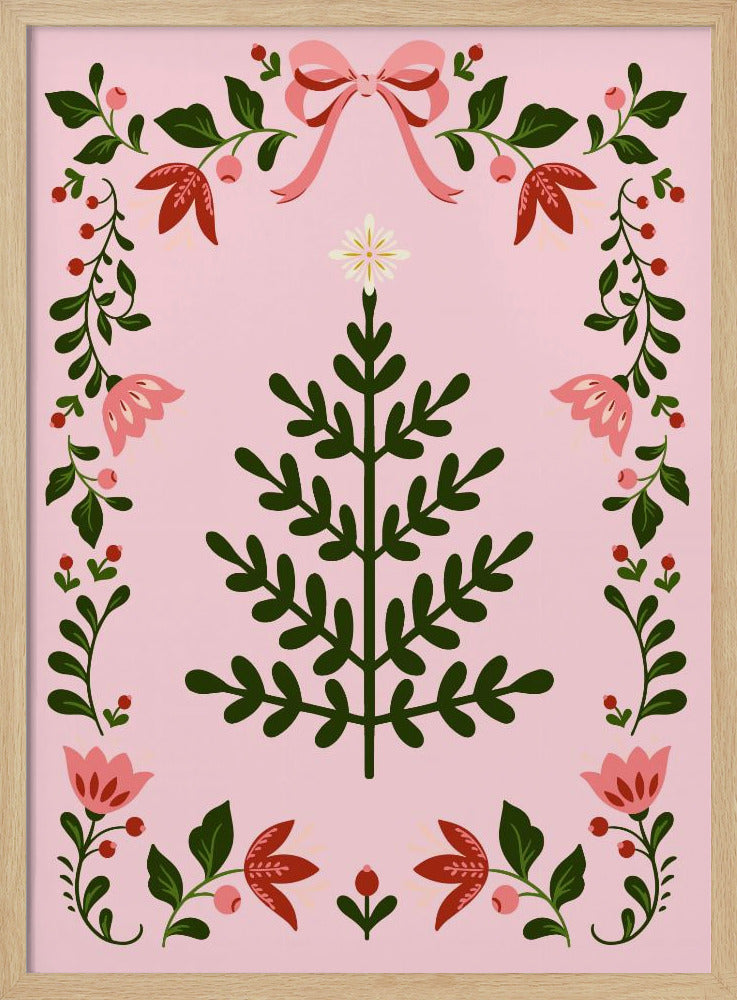 Pink Christmas Tree Poster