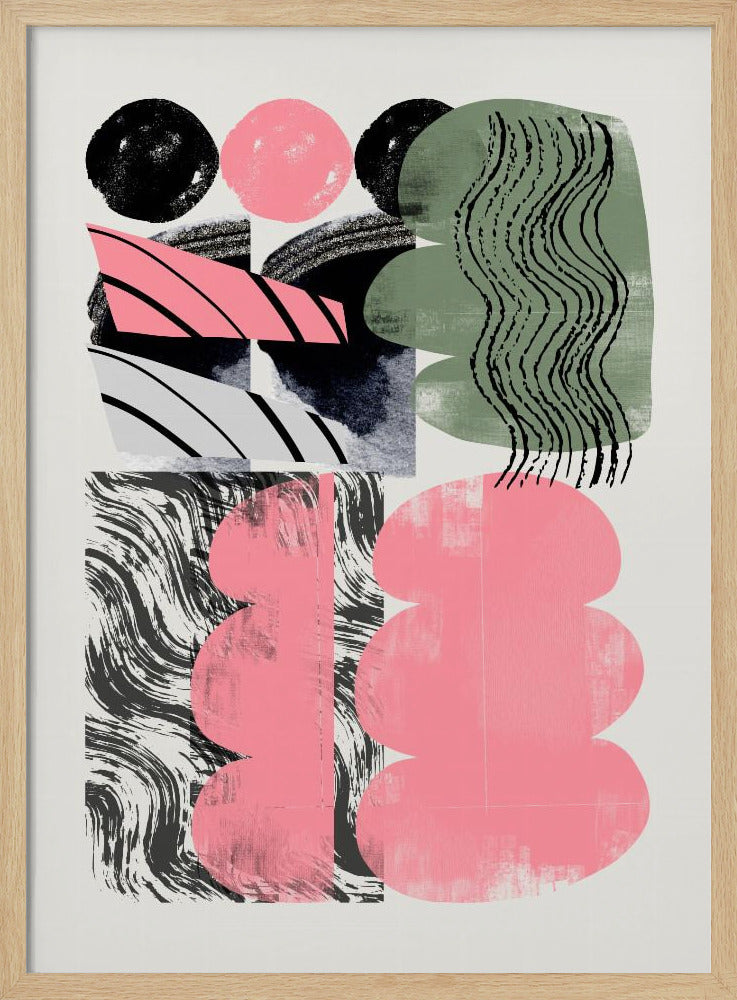 Abstract Shape Collage In Pink Poster