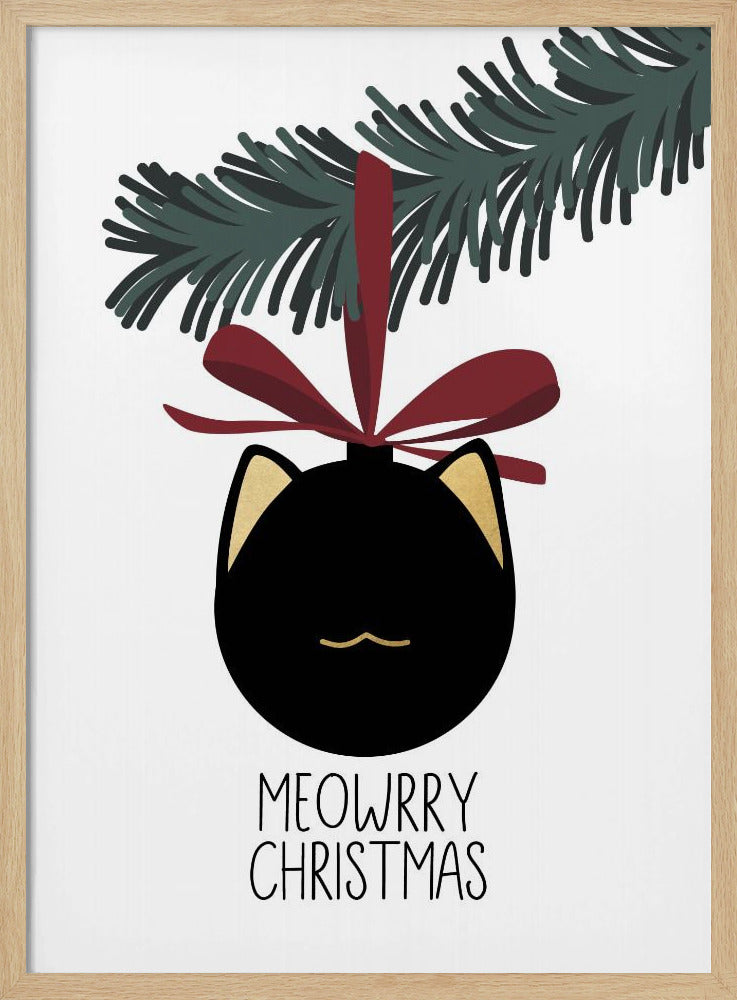 Meowrry Christmas bauble (black, white) Poster