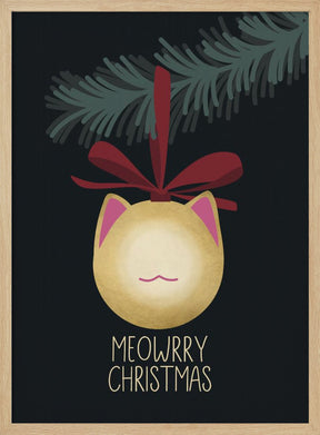 Meowrry Christmas bauble (black, gold) Poster