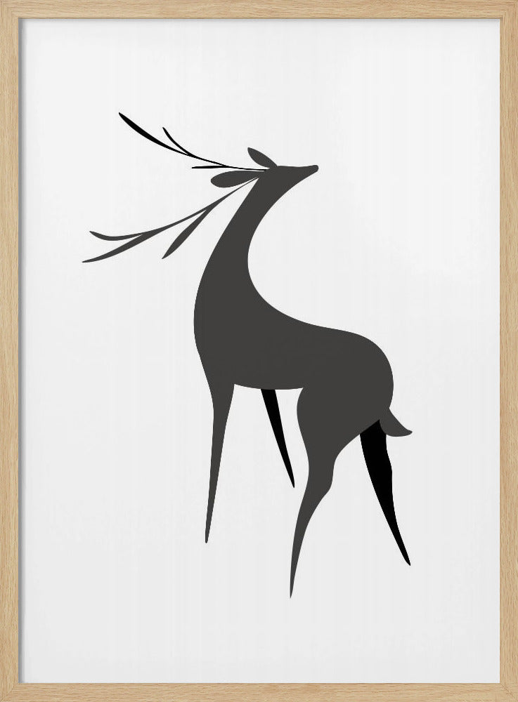 Stylized retro deer (grey) Poster