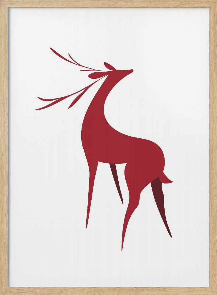 Stylized retro deer (red) Poster