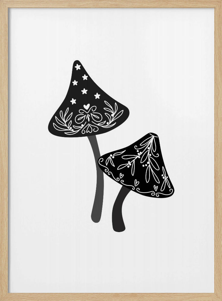 Iced mushrooms in black Poster