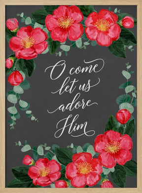 Watercolor camellias Let us adore Him Poster