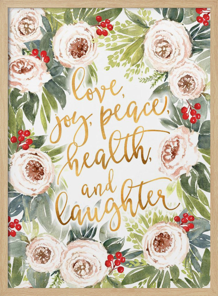 Holiday wishes with roses and berries Poster