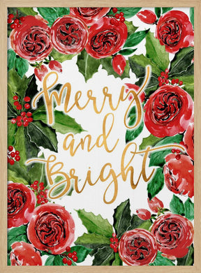 Merry and bright holiday roses Poster