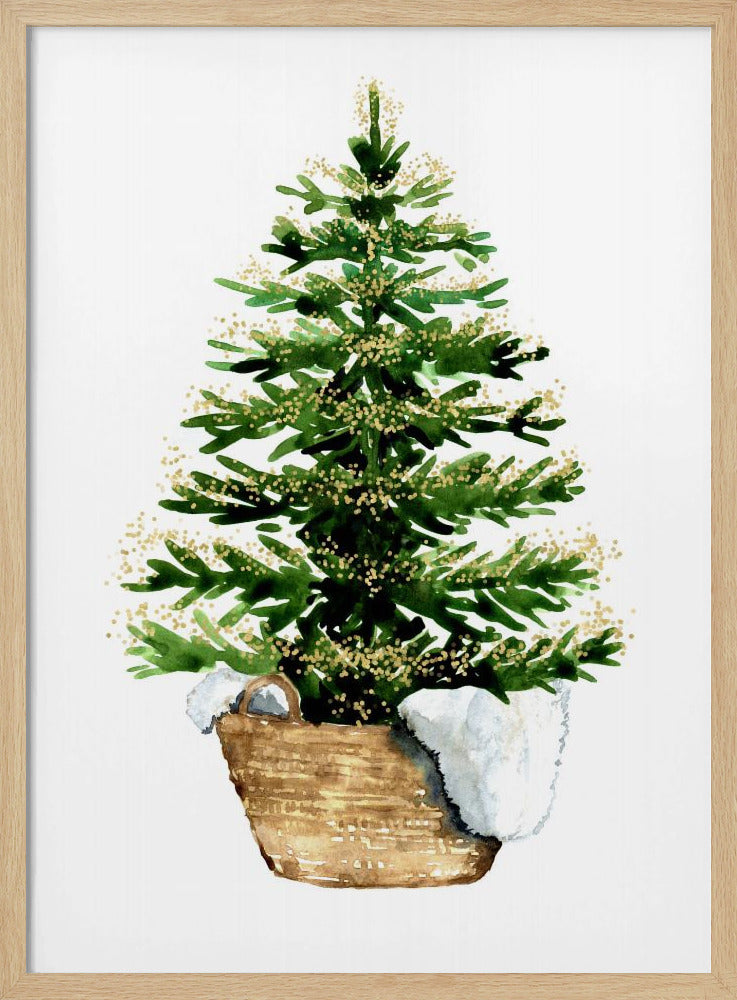 Cozy watercolor Christmas tree (2) Poster