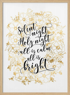 Silent night with gold flowers Poster