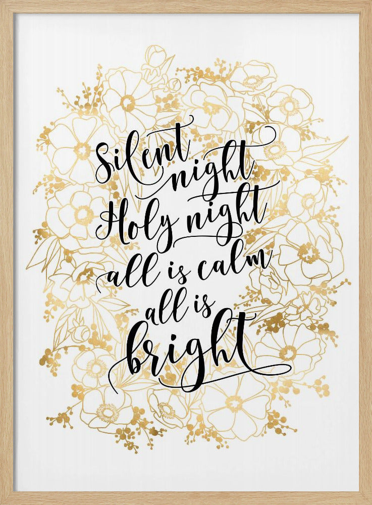 Silent night with gold flowers Poster