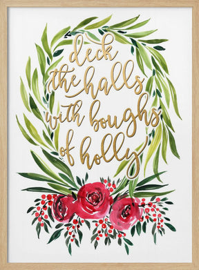 Floral wreath deck the halls Poster