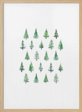 Little watercolor Christmas trees Poster