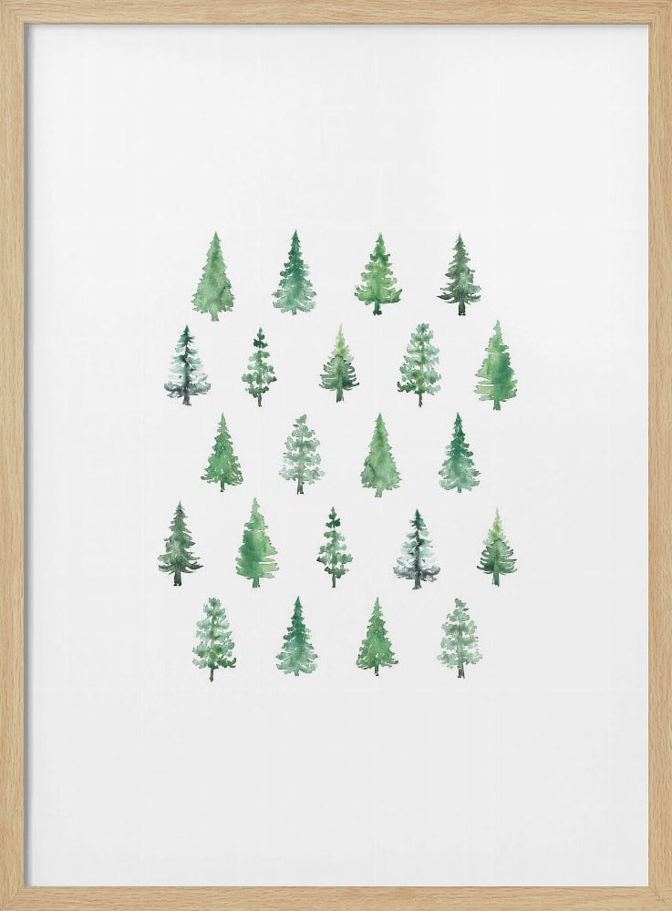 Little watercolor Christmas trees Poster