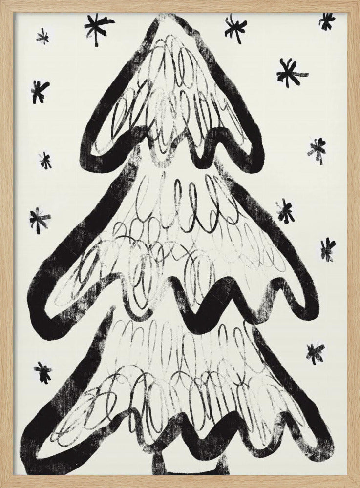 Christmas Tree And Snow (White) Poster