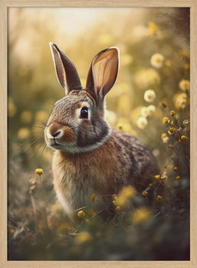 Bunny in Flower Field Poster