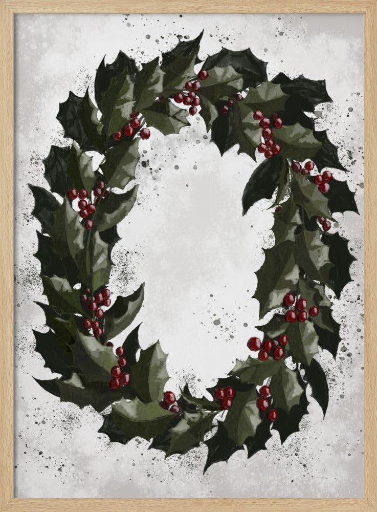 Splatters holly wreath Poster