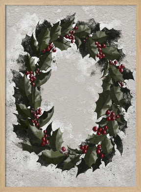 Antique holly wreath Poster